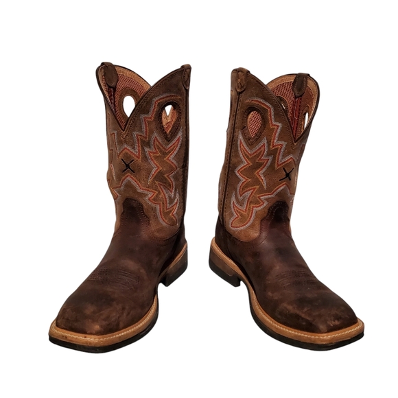 Twisted X Brown Leather Square-Toe Cowboy Western Boots Men's Size 11D - Picture 7 of 12